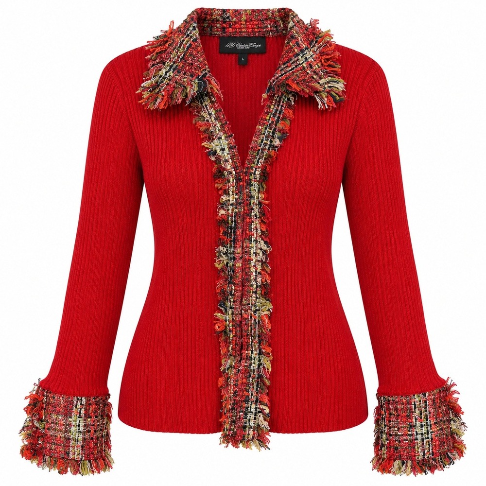 Vintage Dark Academia Tweed Fringe Cardigan Women Size 1X Whimsigoth Fringe Silk